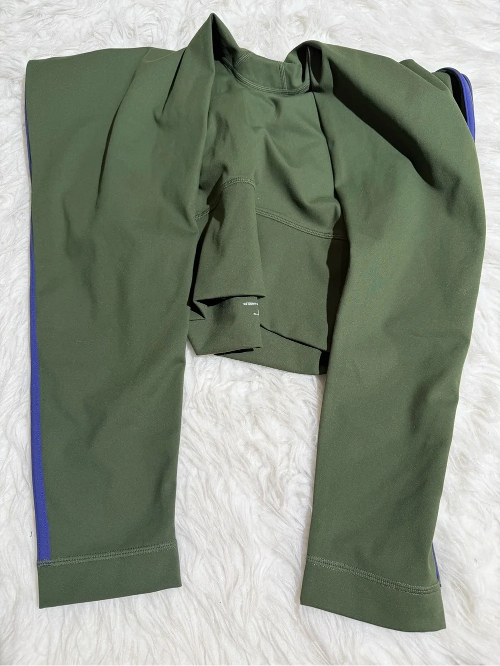 NEW Set Active XL / XXL Matching Set Green Blue Piping Leggings Sports Bra Short